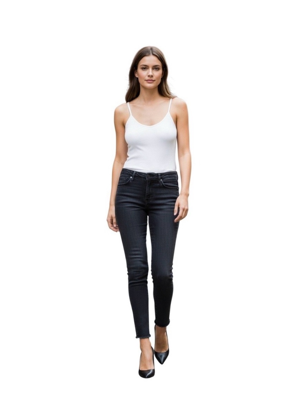 MOTHER The Looker Ankle Fray in BlackBird Size 28